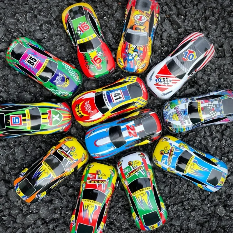 6pcs/set Mini Alloy Iron Sheet Return Car Metal Graffiti Rebound Racing Car Model Children's Toys Boy Gift