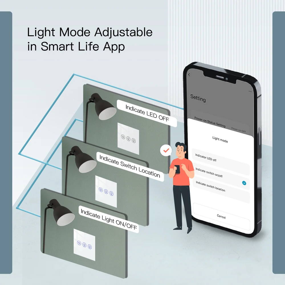 Moes WiFi Light Dimmer Switch brightness Wireless Control Smart Life/Tuya APP Light Mode 1/2/3 Gang EU smart switch,smart light switch