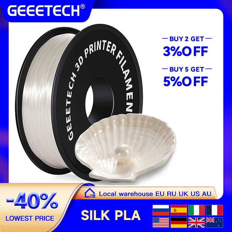 GEEETECH Silk PLA 3d Filament Wire 1kg 1.75mm Spool Wire 3D Printer Material 3D Print Refills, Fast Delivery Vacuum Package