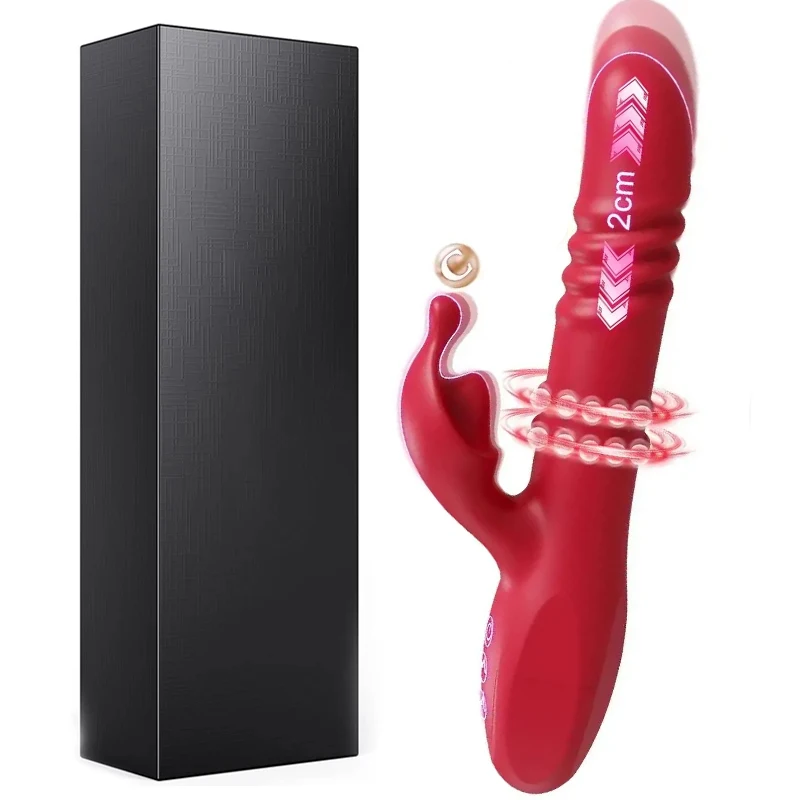 Rabbit Sex Toys Telescopic Vibrator for Women Powerful G Spot Rotating Clitoris Vagina Stimulator Female Masturbator