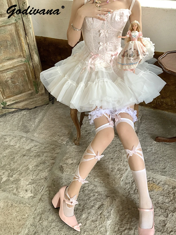 New Fashion Lady Girls Butterfly White Lace Pattern Cute Sexy Lolita Pantyhose Personality Hollowed Out Stockings Long Socks