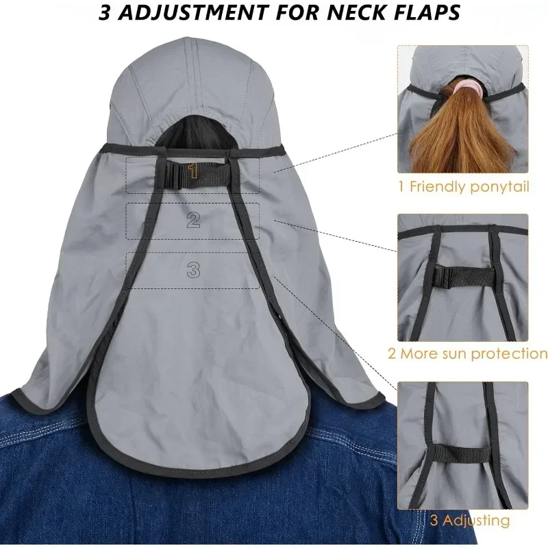 GADIEMKENSD UPF 50+ Visor Hat Foldable Detachable Sun Protection Breathable Mosquito Veil Camping Fishing Hiking Duck Tongue M50