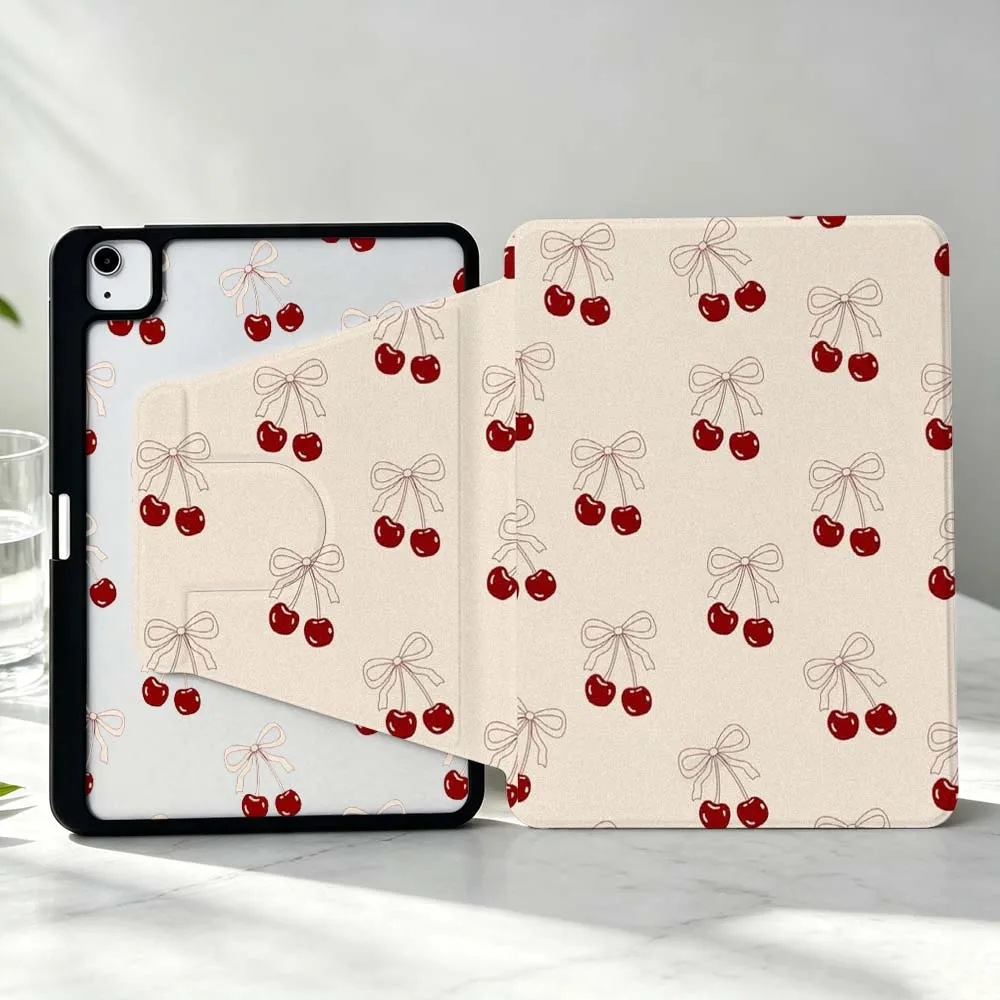 Luxury Cherry 360° Rotation Stylus Storage Tablet Case