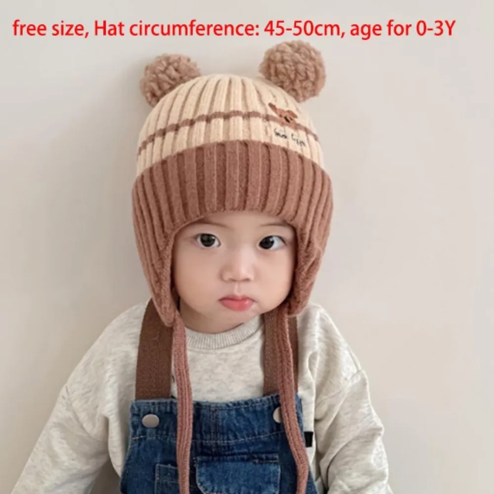 New Knitted Pullover Cap Warm Windproof Beanie Hat Coldproof Ear Protection Hat Autumn and Winter