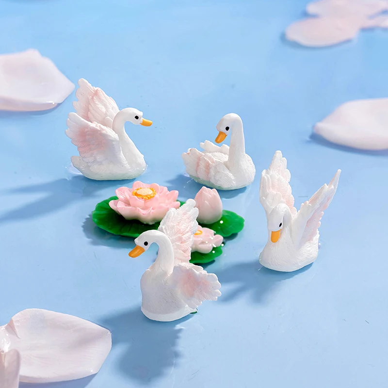 미니 동물 인형 귀여운 공예 백조 송진 모델 장식 미니어처 장식품, 창의적인 DIY 용품, 홈 데코 액세서리 선물