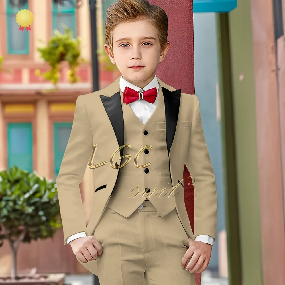 Boy's shawl collar tuxedo 3-piece set (jacket + vest + trousers) wedding party event celebration tuxedo suit