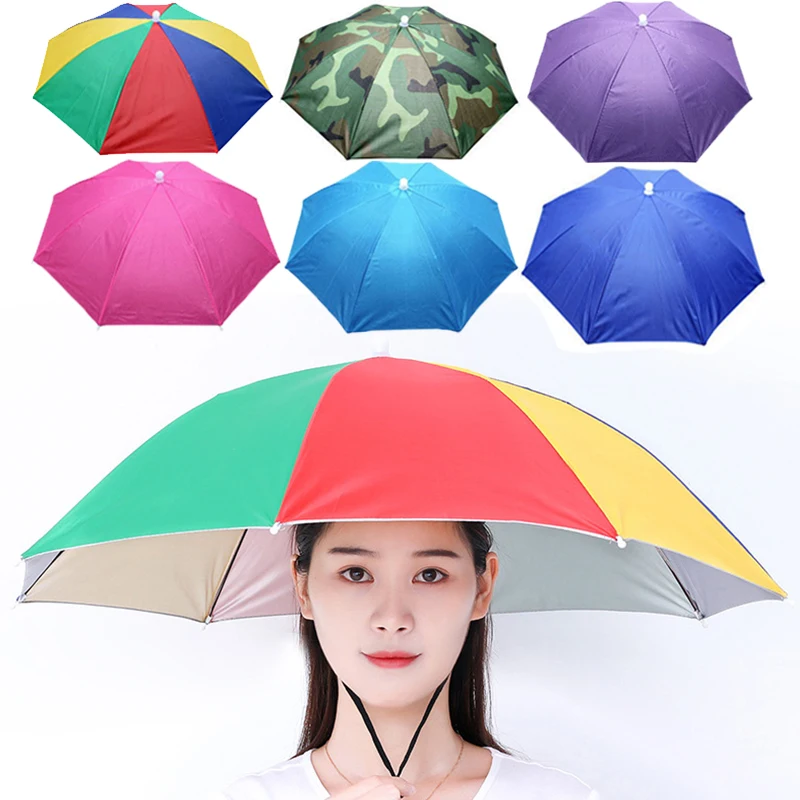 Outdoor Fishing Foldable Umbrella Cap Portable Head Umbrella Hats Sun