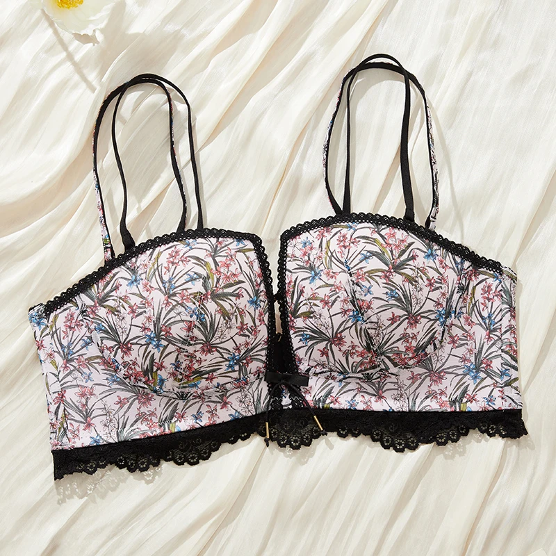 Sexy Half Cup Bra Fashion Spring/Summer Printed Small Chest Bras Lace Lingerie Underwear Bra for Women Free Shipping CW9550 - Image 2
