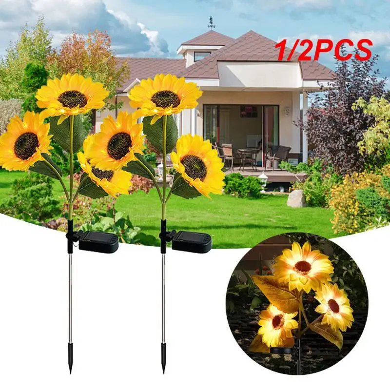 

1/2PCS 1-Sunflower Solar Lights Garden Outdoor Solar Led Lights Waterproof LED Solar Lamp For Garden Decoration Lawn Pathway