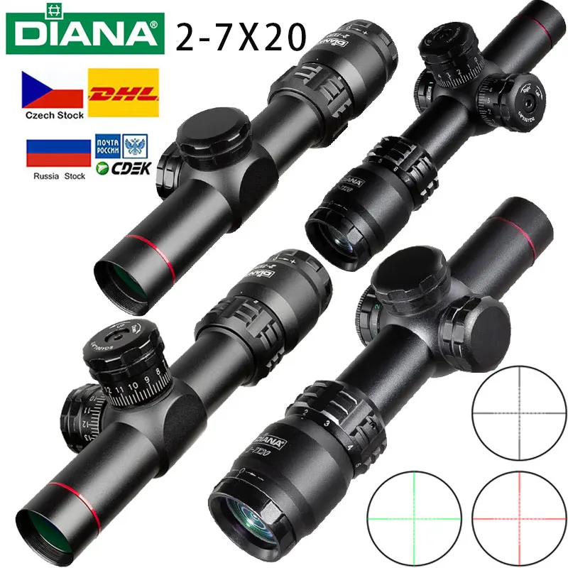 

DIANA 2-7x20 IR Illuminated Rifle Scope Military Dot Scope Crosshair Scope Rifle Scope Hunting Scope Outdoor Tactical Rifle Scop