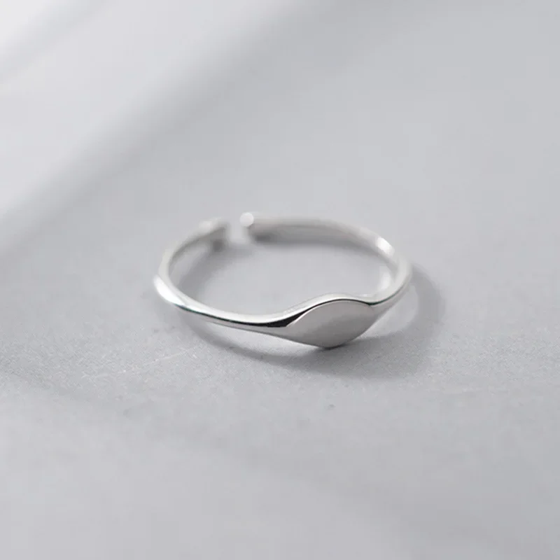 SOFTPIG Real 925 Sterling Silver Oval Adjustable Ring For Fashion Women Party Fine Jewelry Minimalist Geometric Punk Accessories