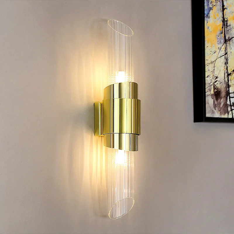 Nordic LED Wall Lamp Modern Light Luxury Gold Wall Light Glass Lampshade Sconces Indoor Lighting Room Decor For Bedroom Bedside