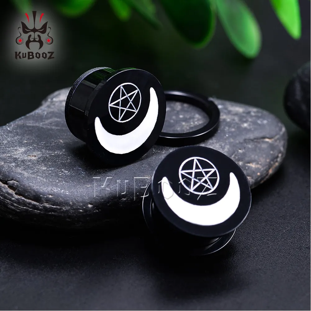 Wholesale Price Acrylic Star Moon Black Ear Tunnels Piercing Body Jewelry Earrings Plugs Gauges Expanders Stretchers 32PCS