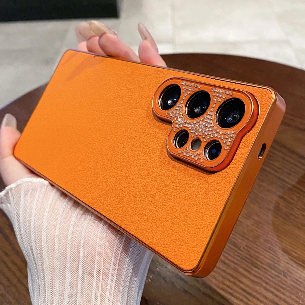 Matte Leather Soft Case with Plated Detailing - Premium Back Cover