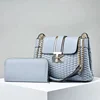 Fashionable Large Capacity Women's Shoulder Handbag Splicing Mother-Child Bag Soft PU Leather Internal Zipper Pocket Polyester L