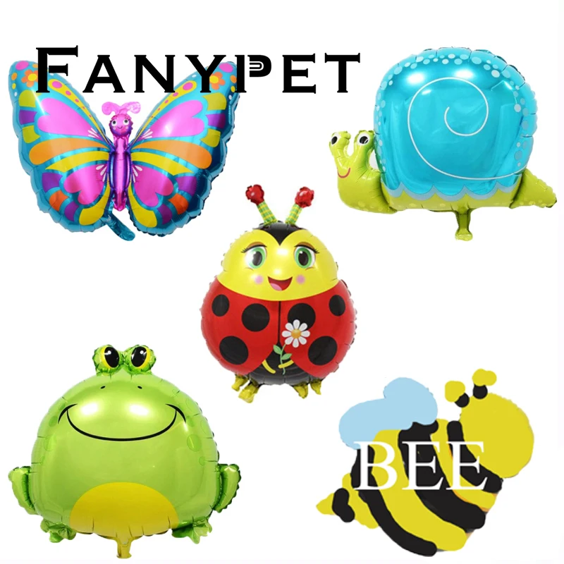 

10pcs lady beetle balloons Snails Butterfly Frog balloons foil animal ballons for kids birthday party decoration globos helium