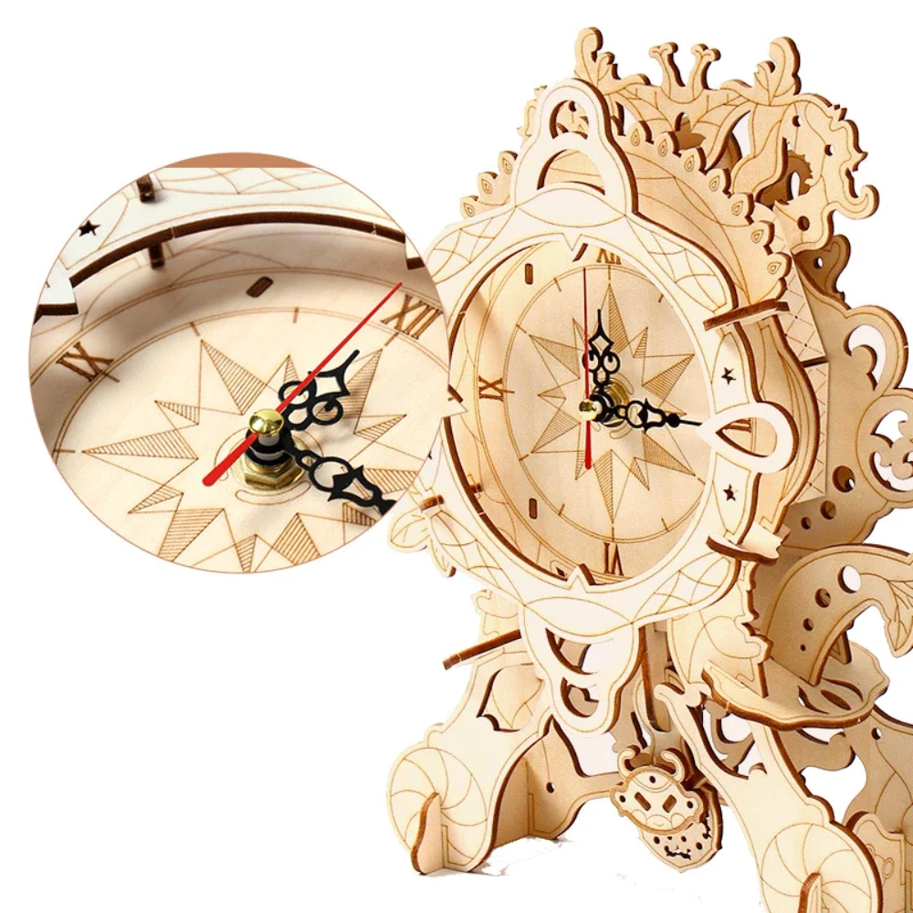 

Electronic Desk Clock Wooden Puzzles Toys 3d Constructor Models Building Blocks for Teen Laser Cutting Gear Mechanical Watch