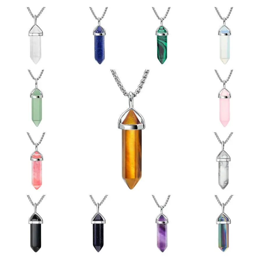 Collana In Pietra Naturale In Acciaio Inossidabile Per Donna Uomo Occhio Di Tigre Opale Turchese Bianco Lapislazzuli Collane Con Cristalli Di Quarzo R