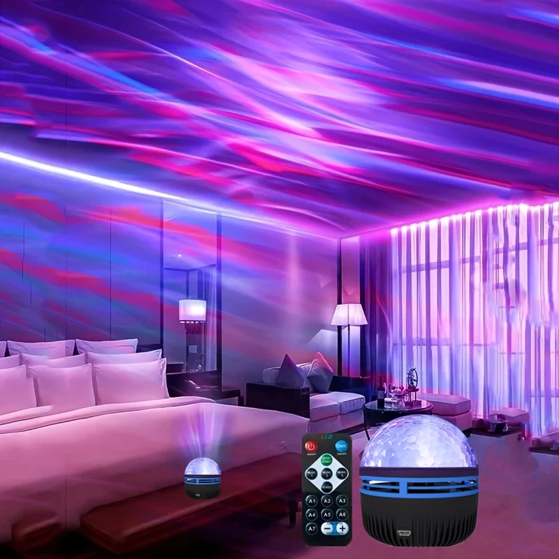 LED Vodeni uzorak Zvjezdano nebo Projektor Zvjezdani Mjesec Lampa Spavaća noć Rotirajuće svjetlo galaksije za dječje božićne darove_voghion.com