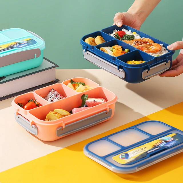 Lunch Box for Adults, Bento Storage Box with 4 Compartments for  Picnic/Party, Protable 1000ML Bento Box with Fork, Cutlery Sets for Dining  Supplies