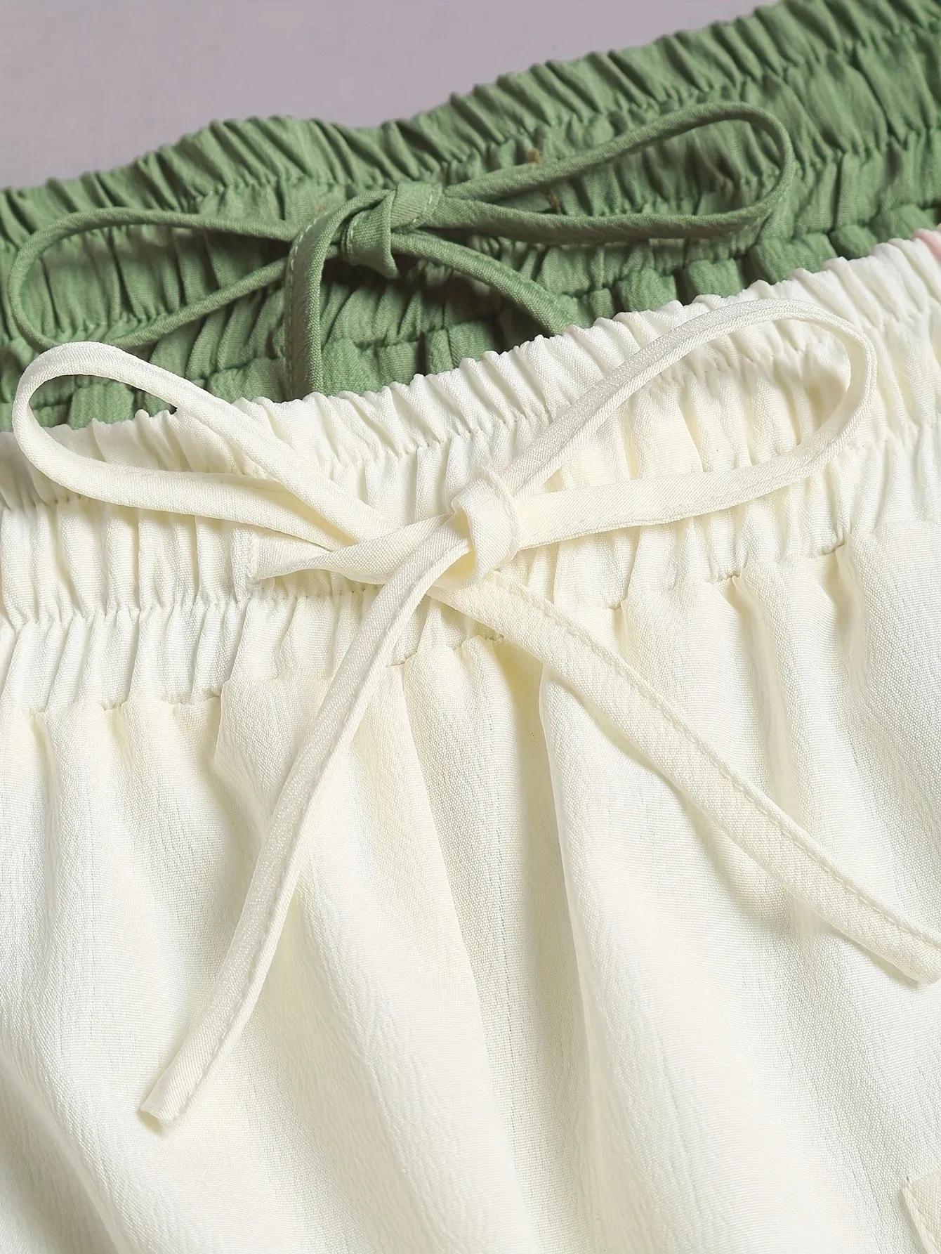 Women 2 Piece Solid Color Casual Drawstring Shorts Set With Pockets Beach Pants 2026 Polyester Image 4