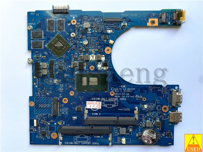 

Б/у материнская плата для ноутбука Dell Inspiron 5559 0F1J0W CN-0F1J0W с центральным процессором, полностью протестирована, работает идеально.