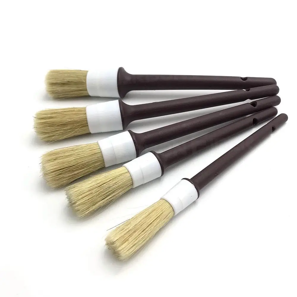 

Plastic/Wooden Handle Car Exterior Interior Brush Boar Hair Bristles Brush For Interior Rims Wheels Cleaning Auto Detail