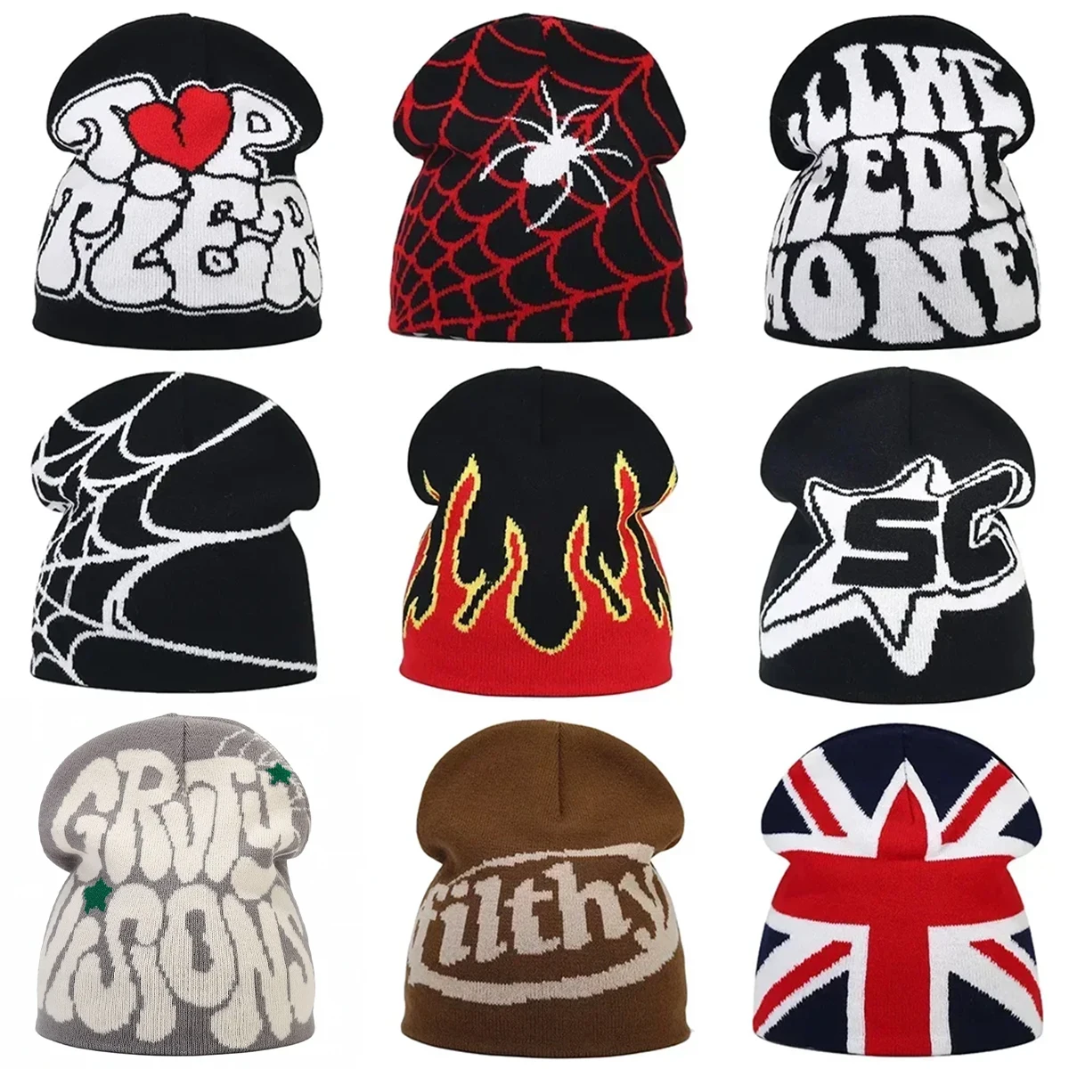 Y2K lettre tricoté hiver automne bonnet hommes femmes Kanye bonnets Gorras Hombre haut chaud ski chapeau oreille chapeaux Hip Hop Skullcap