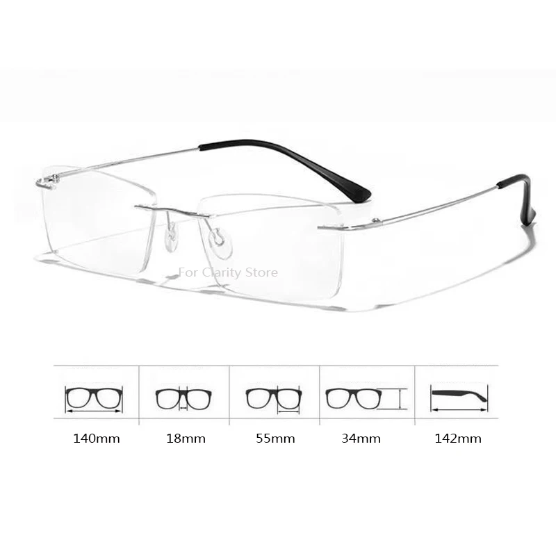 Fashion Business Anti-blue Light Frameless Reading Glasses Women Anti-fatigue Presbyopic Glasses Computer Grade Glasses 5