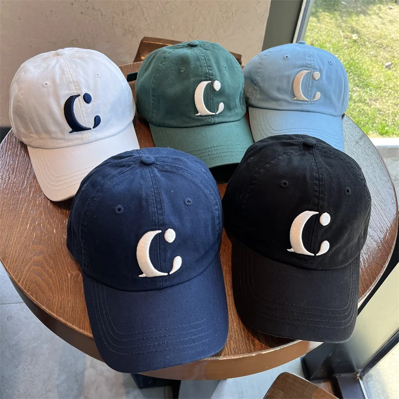 

Baseball Cap Women's Casual Embroidered Letter C Soft Top Big Head Circumference Versatile Casual Black Peaked Cap Men