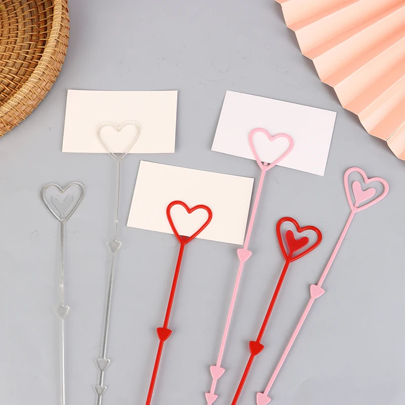 Heart Plastic Flower Card Holder 20Pcs For Bouquet Arrangement Wedding Valentine's Day Party