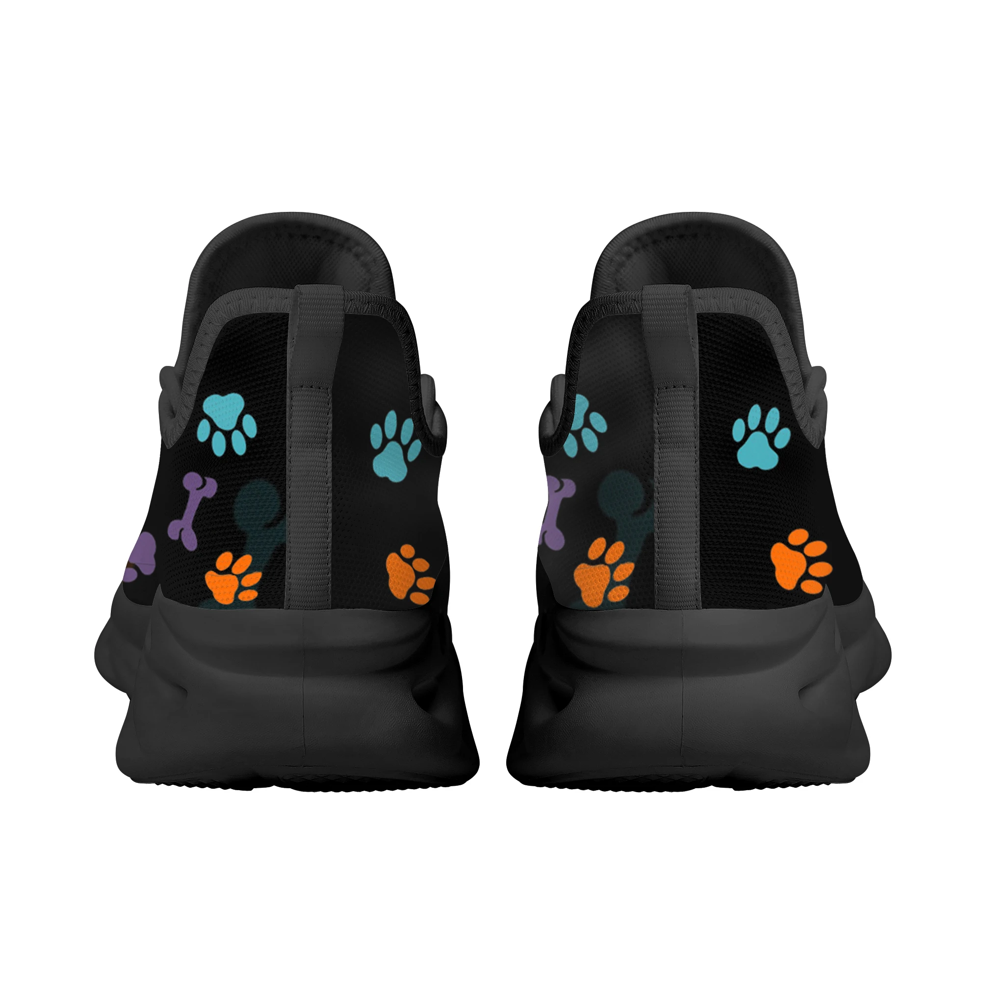 INSTANTARTS Rainbow Dog Paw Print Platform Lightweight Lace-up Shoes Lovely Golden Retriever Pattern Breathable Mesh Sneakers