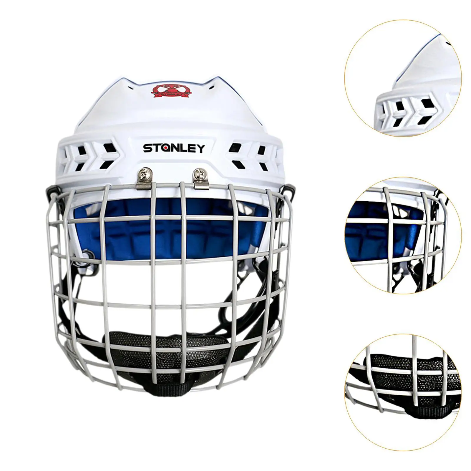 Hockey Helmet Ice Skate Helmet with Chinstrap Hockey Headgear Adults Equipment Sports Helmet for Game Dryland Hockey Practice 4