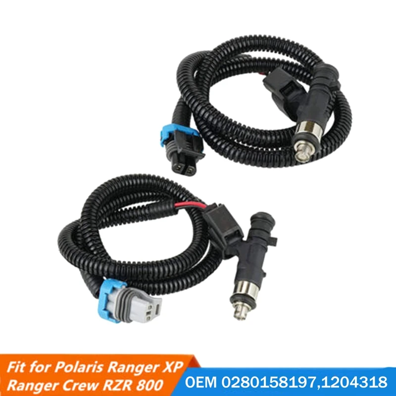 

2 Pairs Fuel Injector Nozzle + Harness Plug Connector For Polaris Ranger RZR XP 800 Part Number 0280158197, 1204318