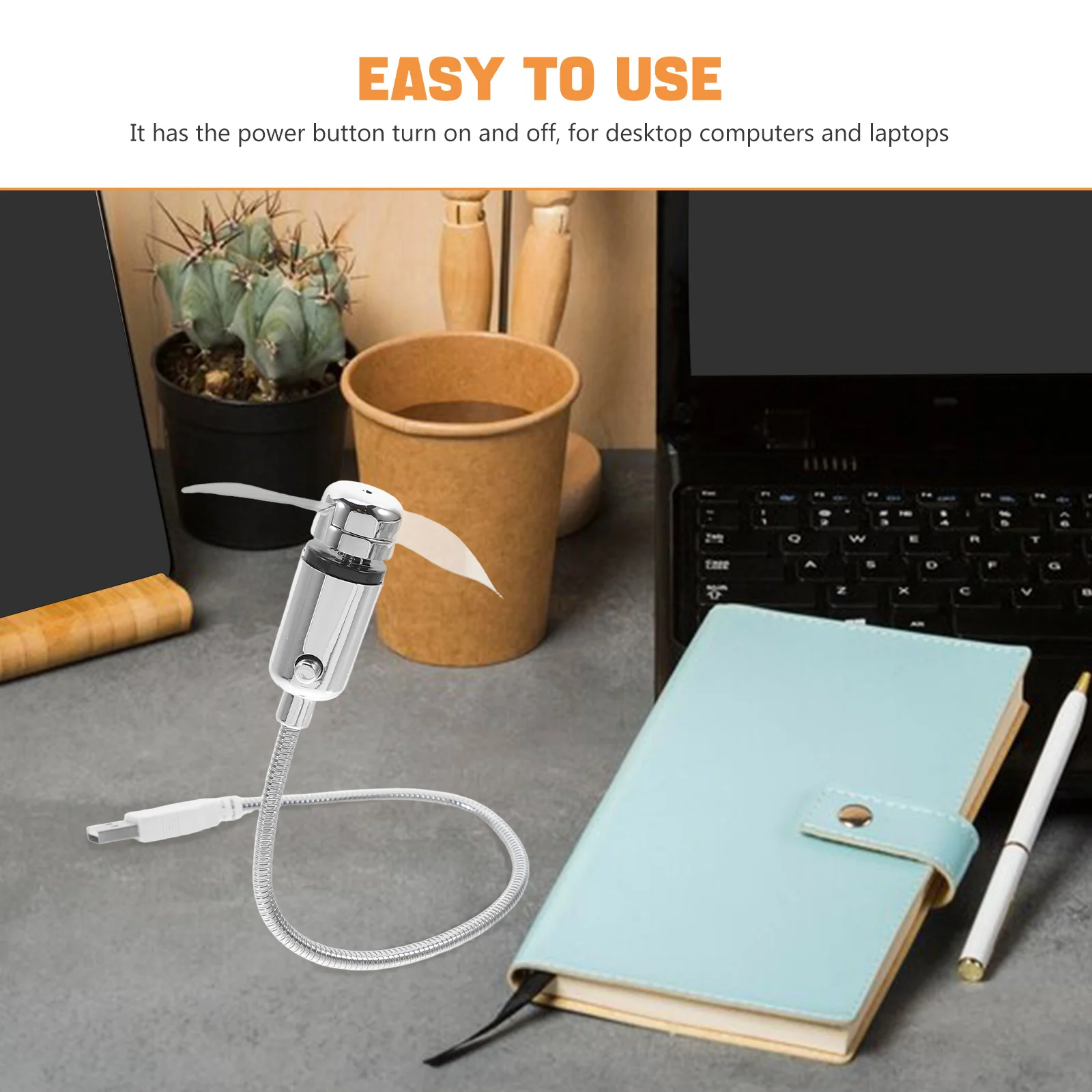 Mini USB Fan Silver 41cm LED Colorful Pattern Blades Desktop Laptop Portable USB Powered Cooling Fan Rechargeable