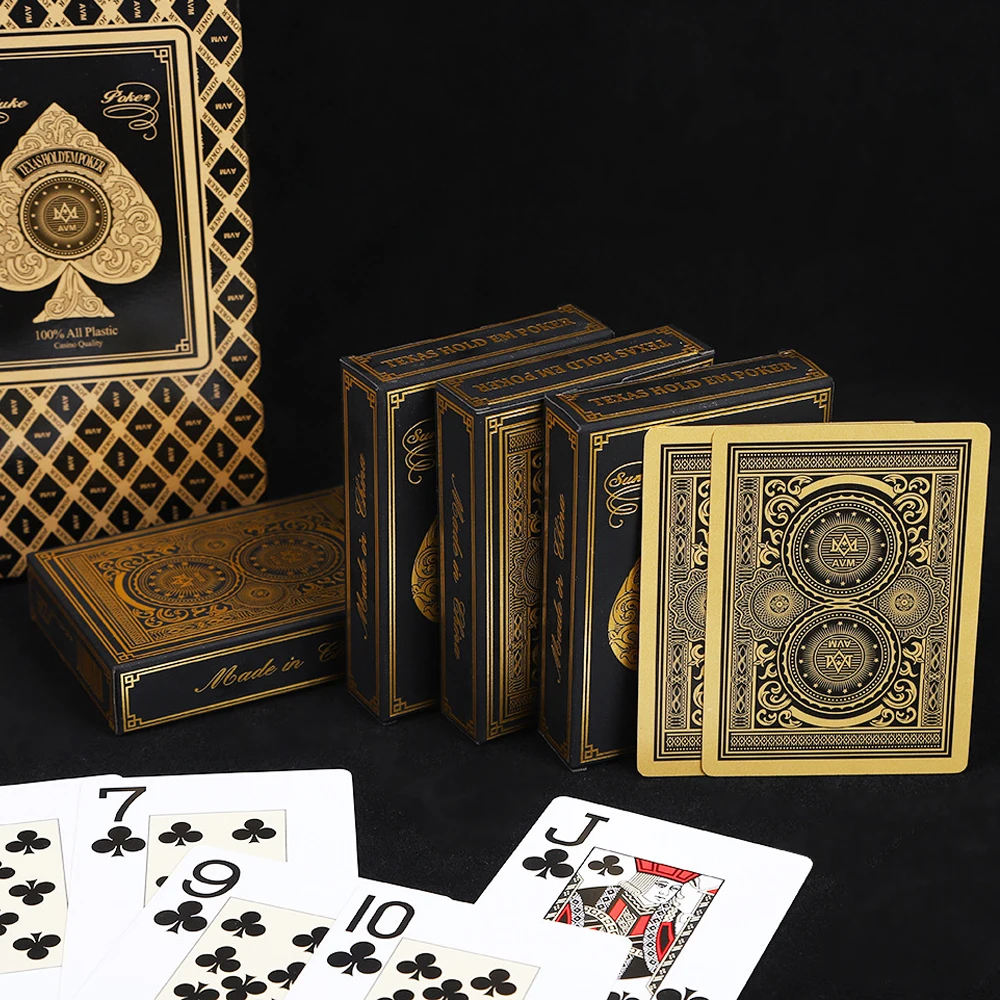 Playing Card Game Standard Index Gold/Silver Edge Playing Cards Large Character PVC Texas Hold'em Table Games Creative Poker playing cards plastic playing cards