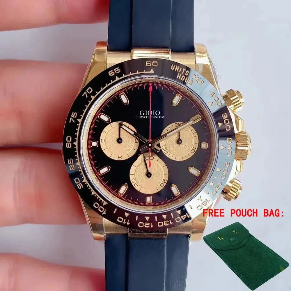 

Luxury New Men Automatic Mechanical Watch Black Rubber Ceramic Stainless Steel Silver Gold