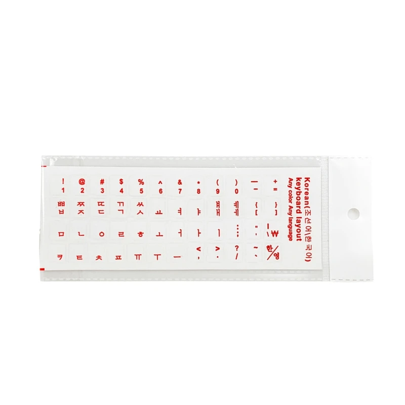 Korean Language Transparent Keyboard Lettering - Clear Stickers in 6 Vibrant Colors