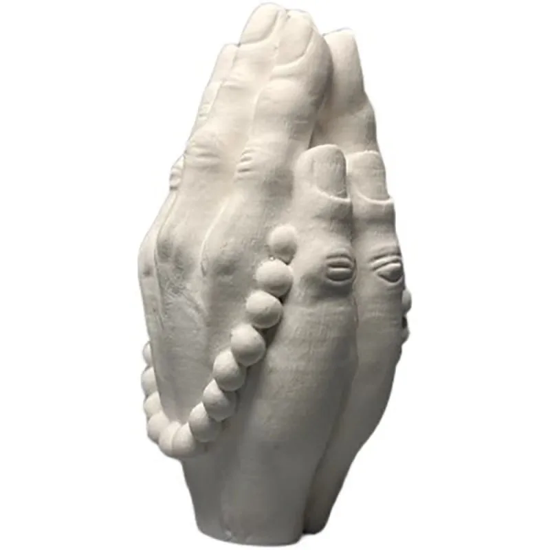 Buddha Hand Plaster Sculpture, Tabletop Decoration with Micro Landscape, Zen Buddhism Style, Chinese