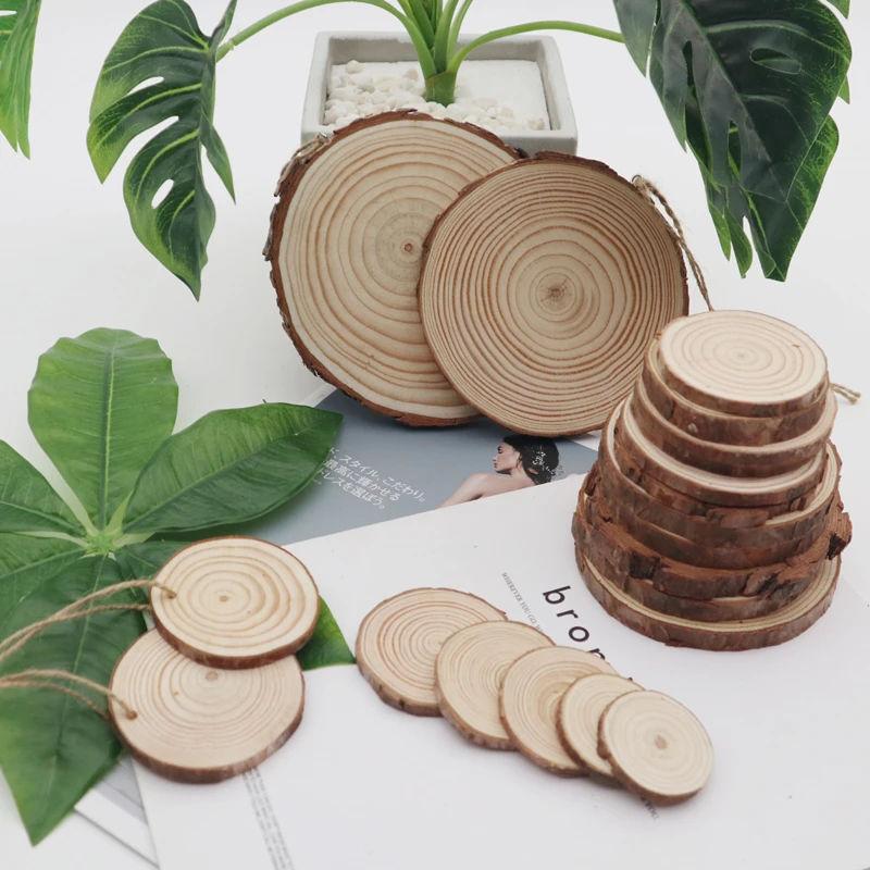 Unfinished Natural Wood Slices 3-20cm Thick Craft Wood kit Circles Crafts  Christmas Ornaments DIY Crafts With Bark For Crafts