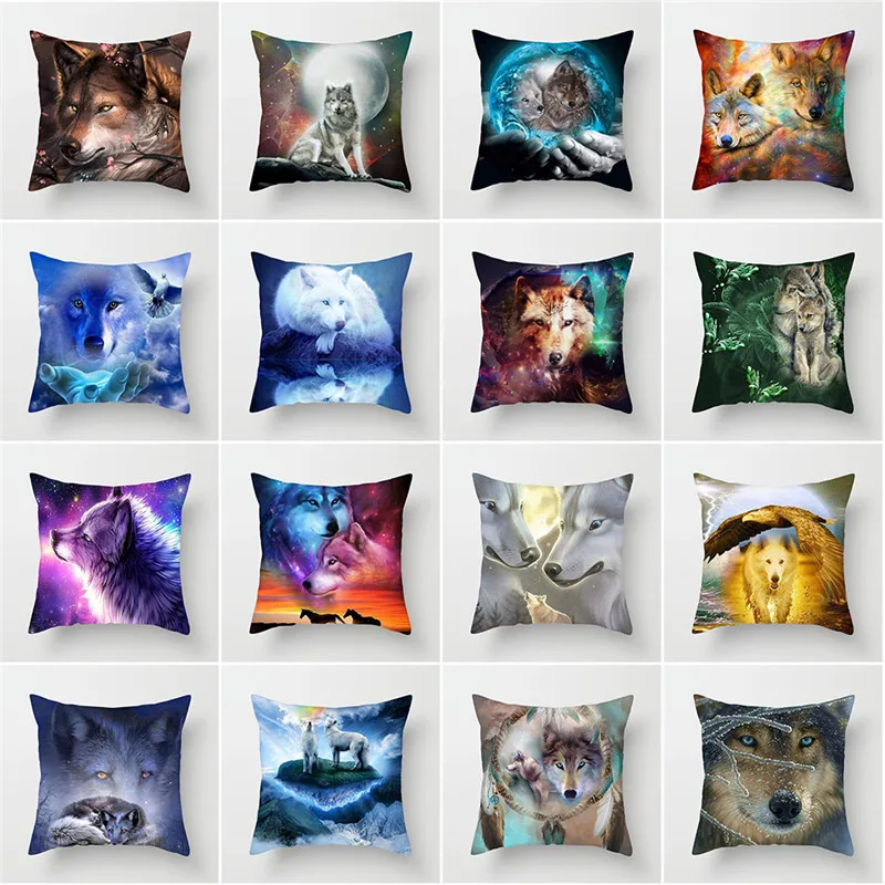 Wolf Pattern Decorative Pillow Covers Pillowcases Wolf Pillows Home