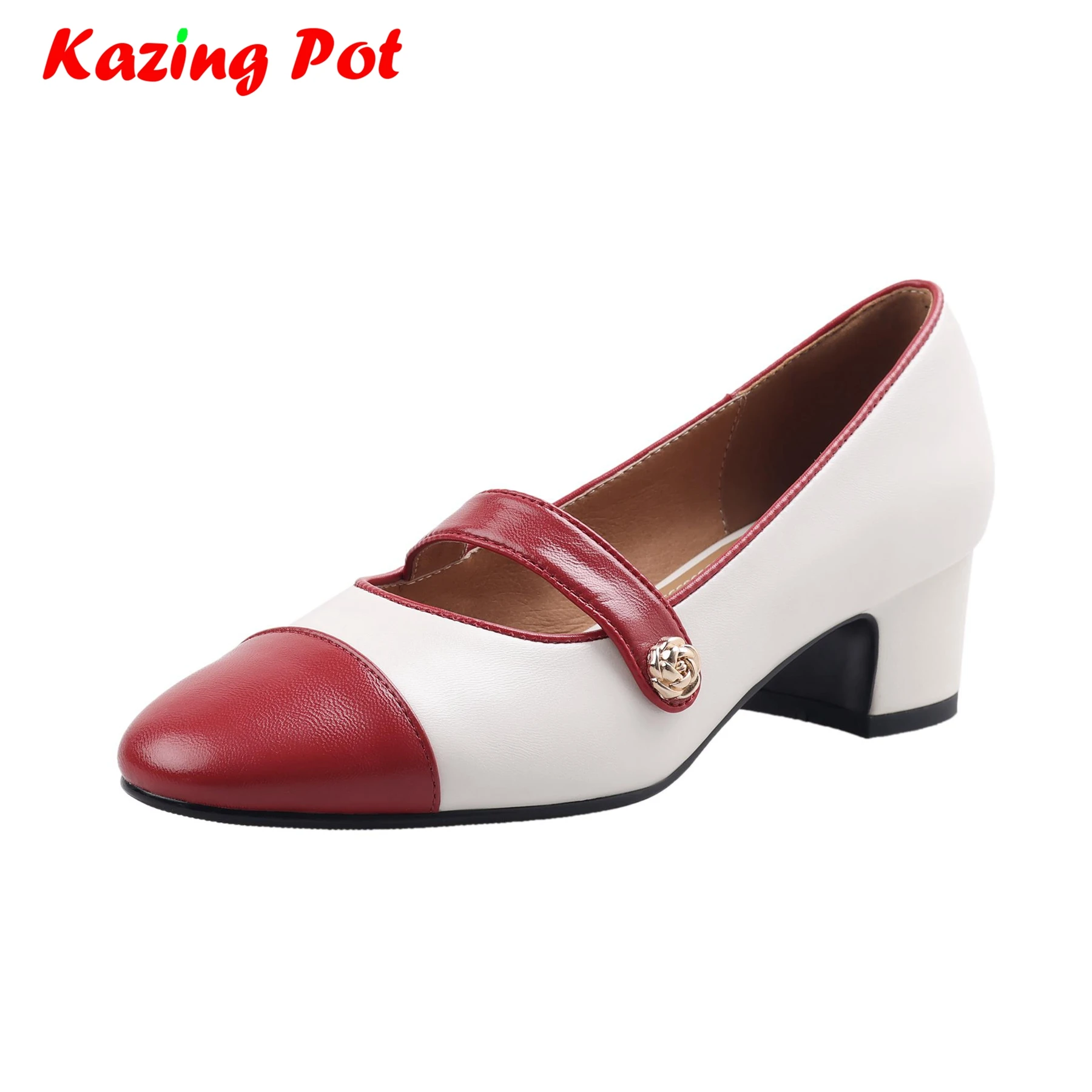 

Женские туфли-лодочки из овечьей кожи, на среднем каблуке, с круглым носком