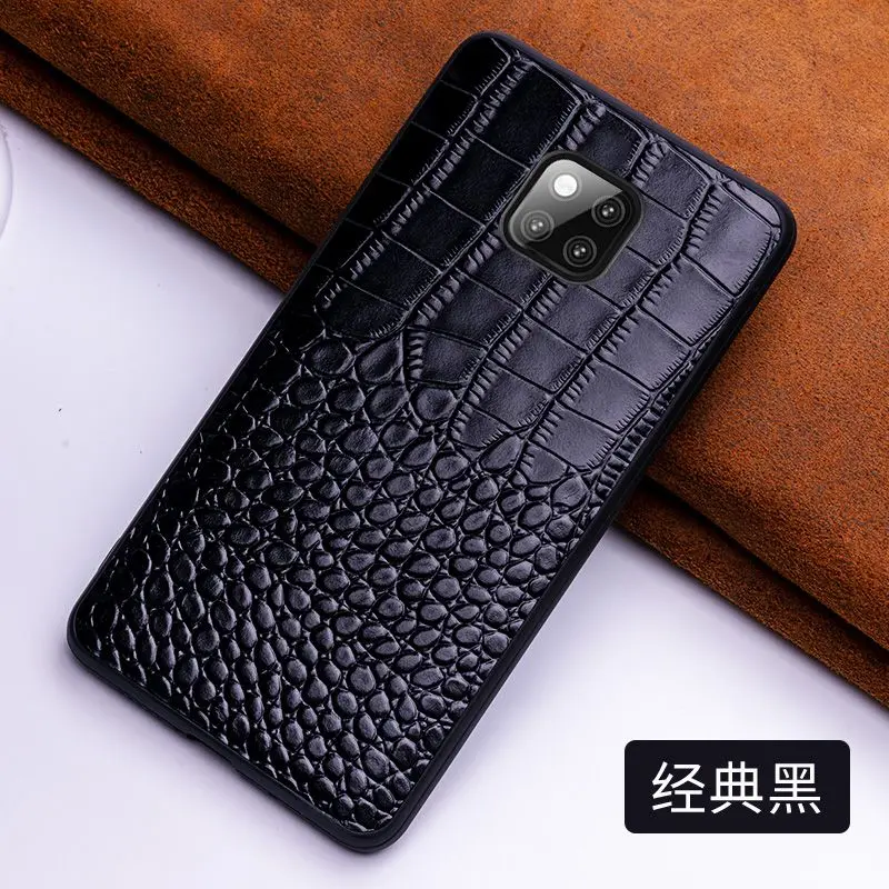 

Роскошный чехол-накладка из натуральной коровьей кожи для телефона Huawei Mate 10 20 Pro X, чехол из настоящей коровьей кожи с крокодиловой текстурой