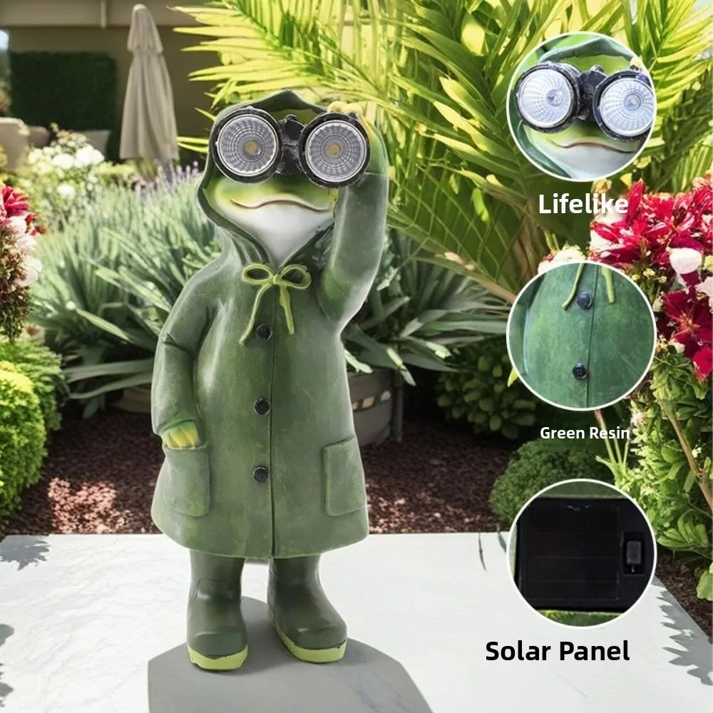 Solar Resin Frog Statue 2