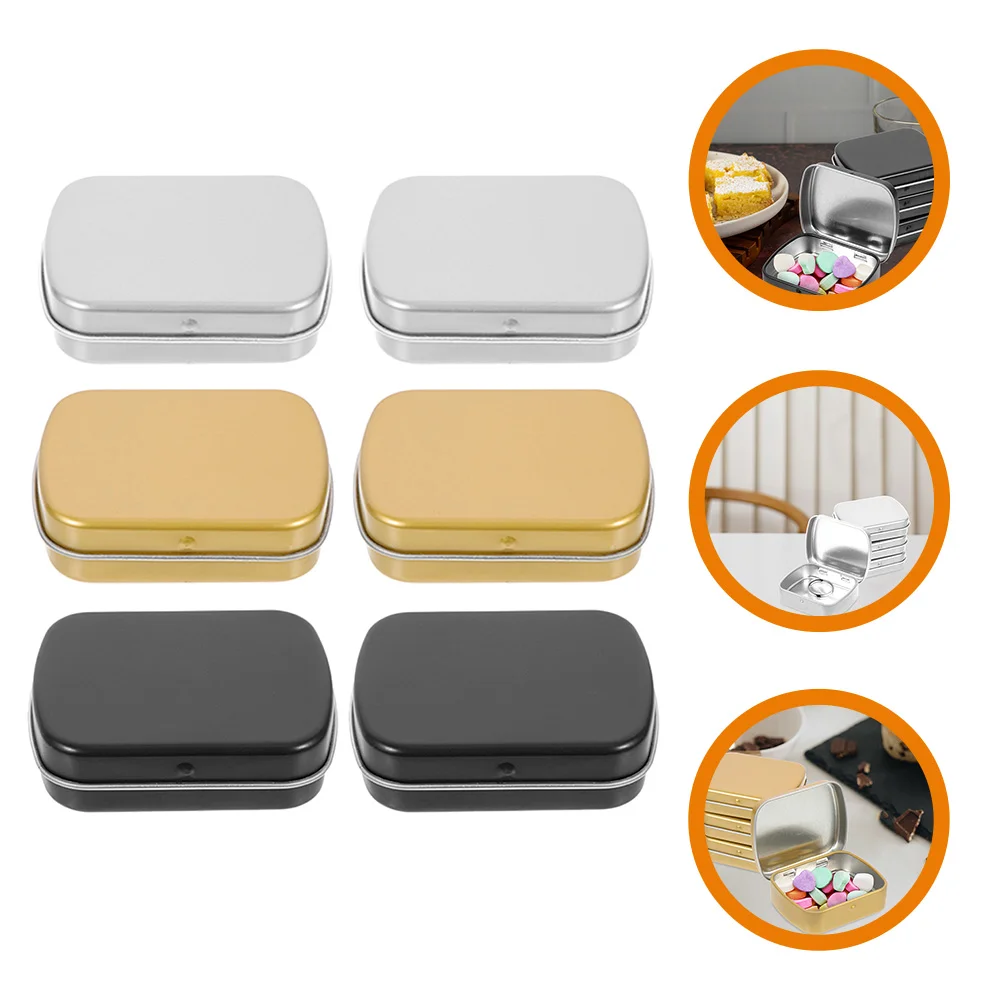 

6Pcs Rectangular Candy Case Iron Sample Boxes Small Objects Organizer Small Storage Box