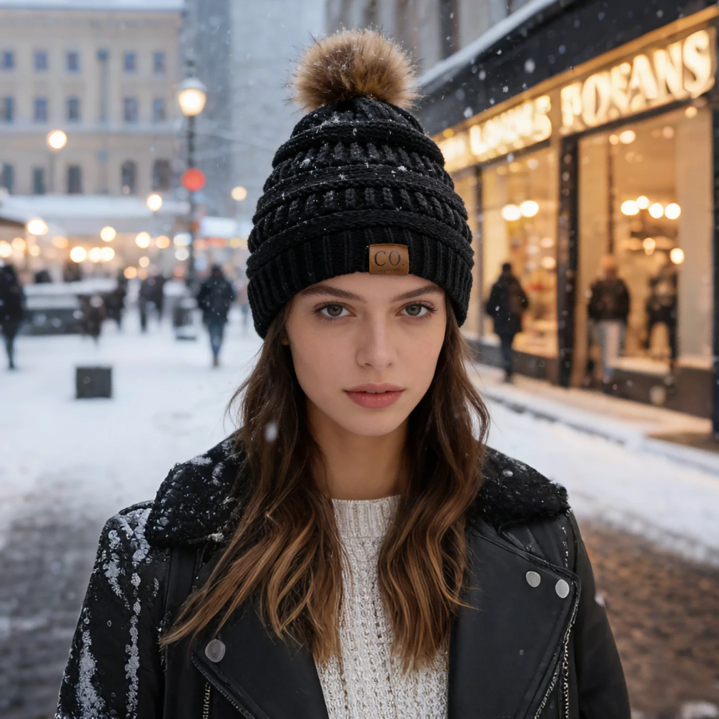 Neue Mode Anti-Statische Winter Hut Satin Thermische Faux Pelz Pompoms Mützen Hut Frauen Mädchen Im Freien Chic Hüte – Detail 5