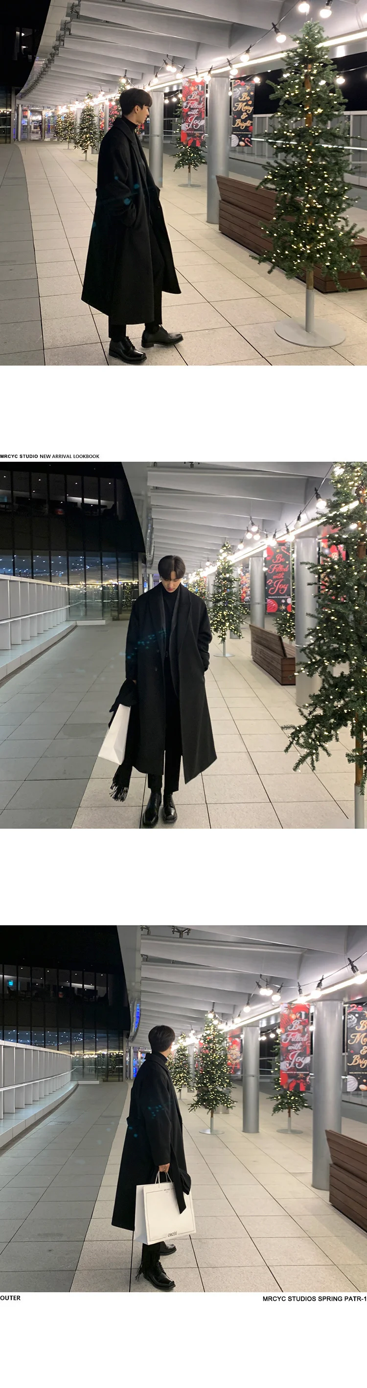 Tendance coréenne hommes ample décontracté simple boutonnage Overc automne hiver mode nouveau coupe-vent manches longues en laine Long588_voghion.com
