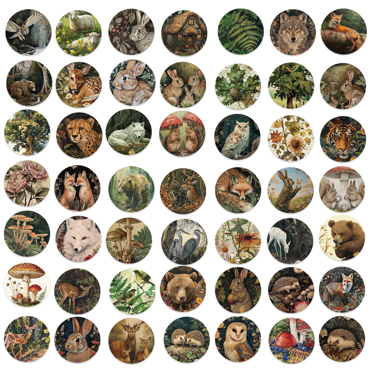 50PCS Retro Cartoon Zoo Wild Animals Stickers for Toy DIY Phone Luggage Skateboard Laptop Kawaii Decals Graffiti Sticker 4