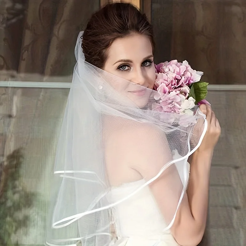 Bridal Veil bridal veil With Comb Elbow Elegant White Ivory 2T Wedding Bridal Veil Satin Edge