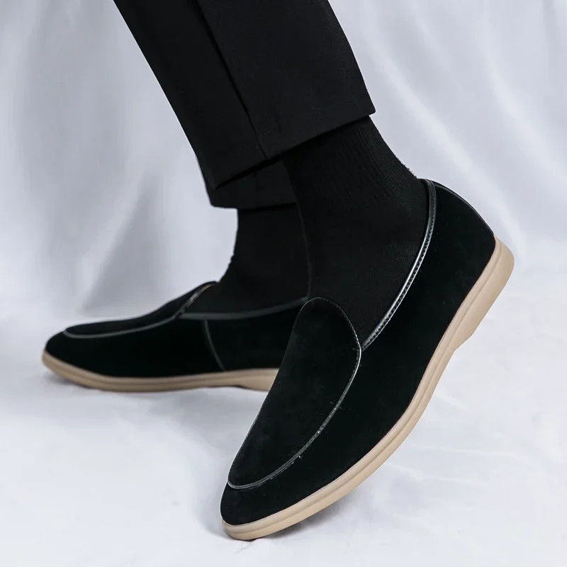 Summer Mens Loafers Luxury Brand Outdoor Casual Shoes Suede Leather Walking Shoes Lace-up Business Mocassin
